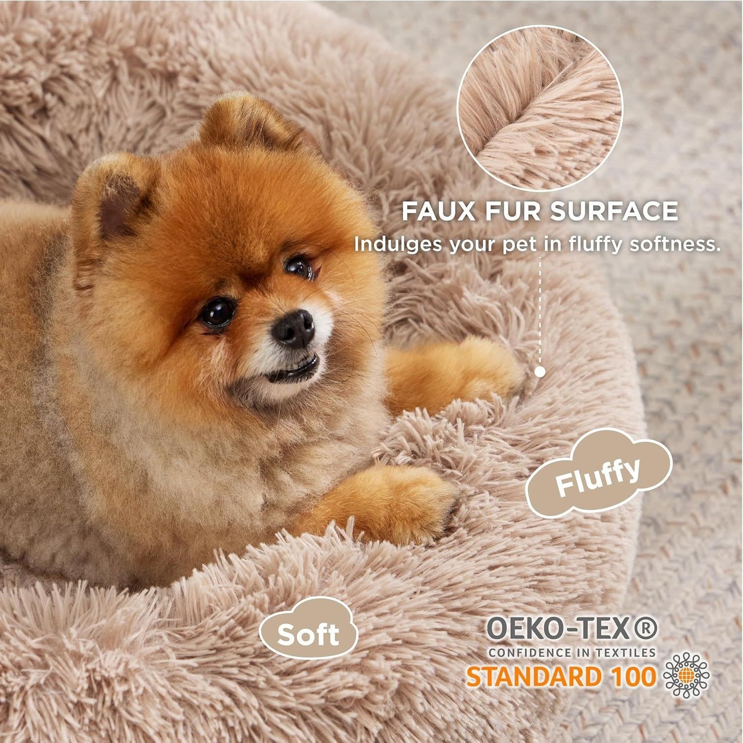 Round Fluffy Plush Pet Bed